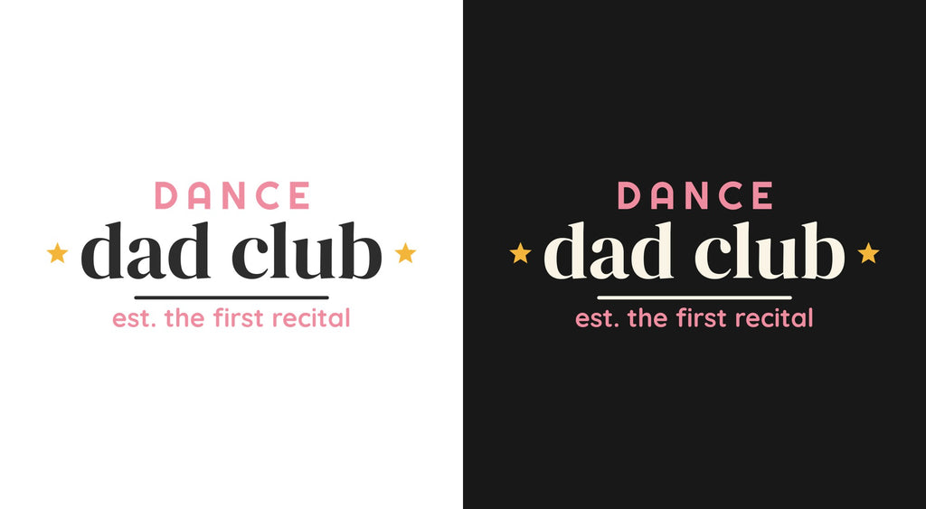 Dance Dad Club DTF transfer shown on light and dark backgrounds