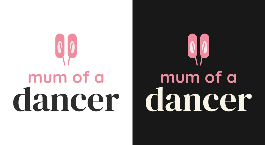 Mum of a Dancer DTF transfer shown on light and dark backgrounds