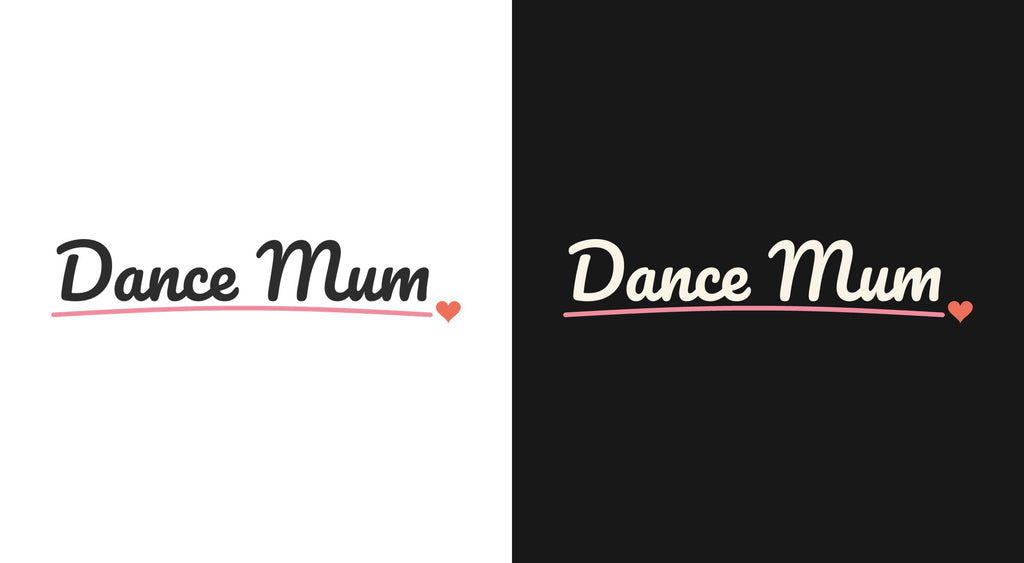 Dance Mum (Script) DTF transfer shown on light and dark backgrounds
