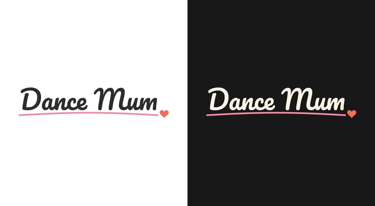Dance Mum (Script) DTF transfer shown on light and dark backgrounds