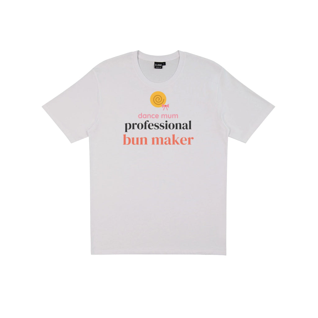 Professional Bun Maker DTF transfer pressed on a light tee
