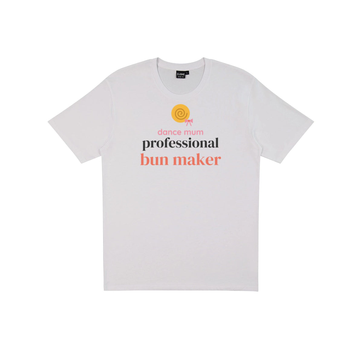 Professional Bun Maker DTF transfer pressed on a light tee