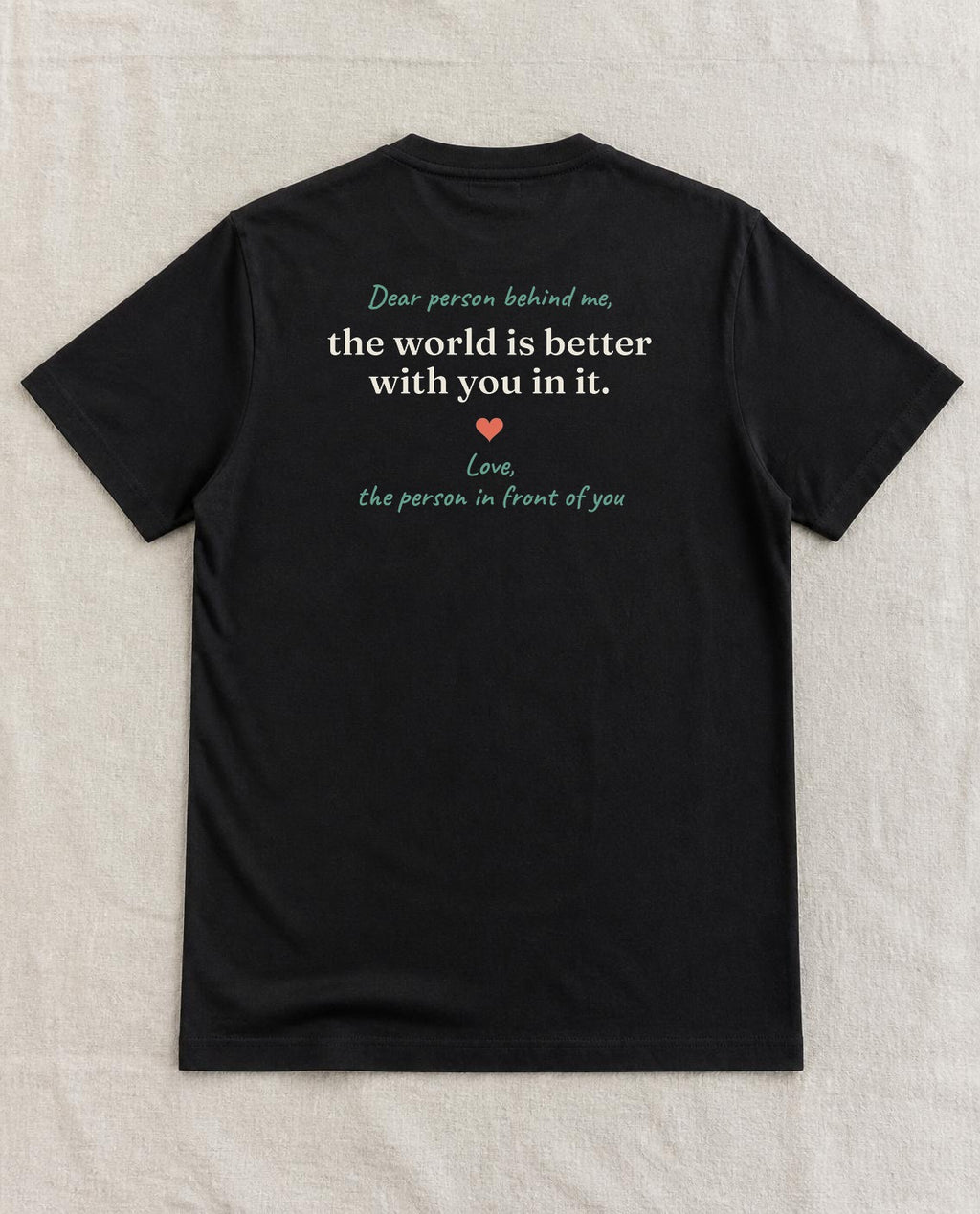 Back print on a black tee