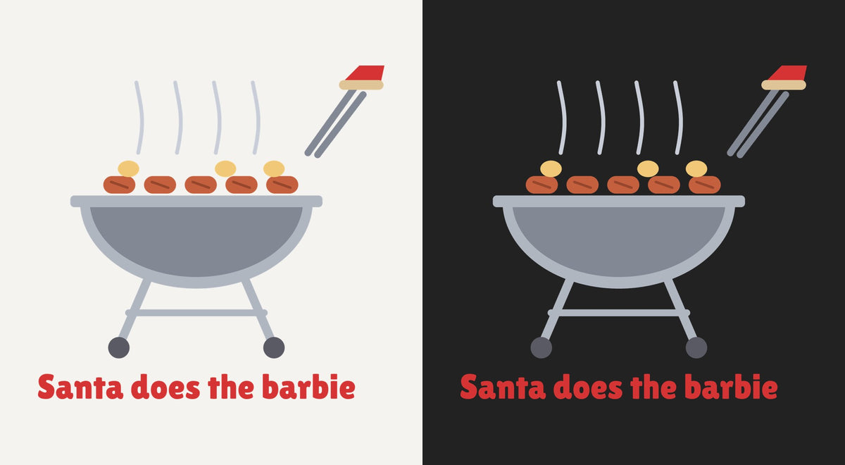 Santa Does the Barbie DTF transfer shown on light and dark backgrounds