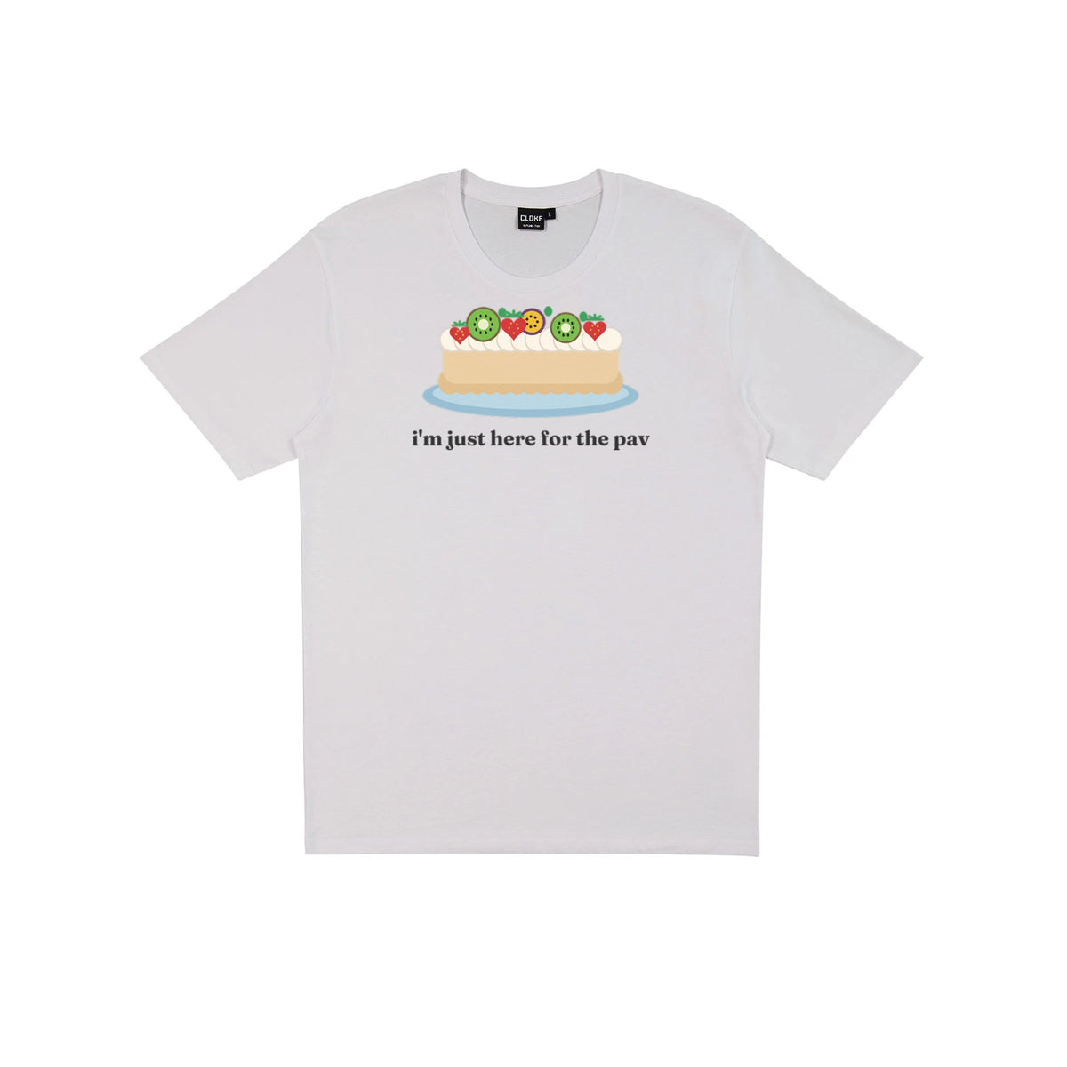 Here For The Pav DTF transfer pressed on a light tee